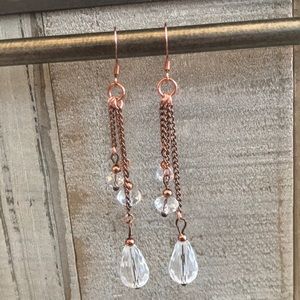 Beautiful Copper & crystal dangle earrings